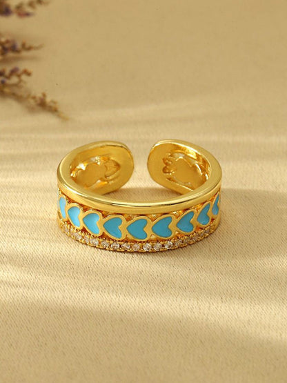 SALTY Stone-Studded Adjustable Finger Ring
