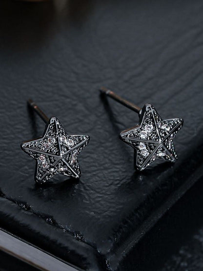 Men Copper Plated Zircon Studded Star Shaped Studs