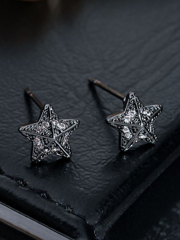 Men Copper Plated Zircon Studded Star Shaped Studs
