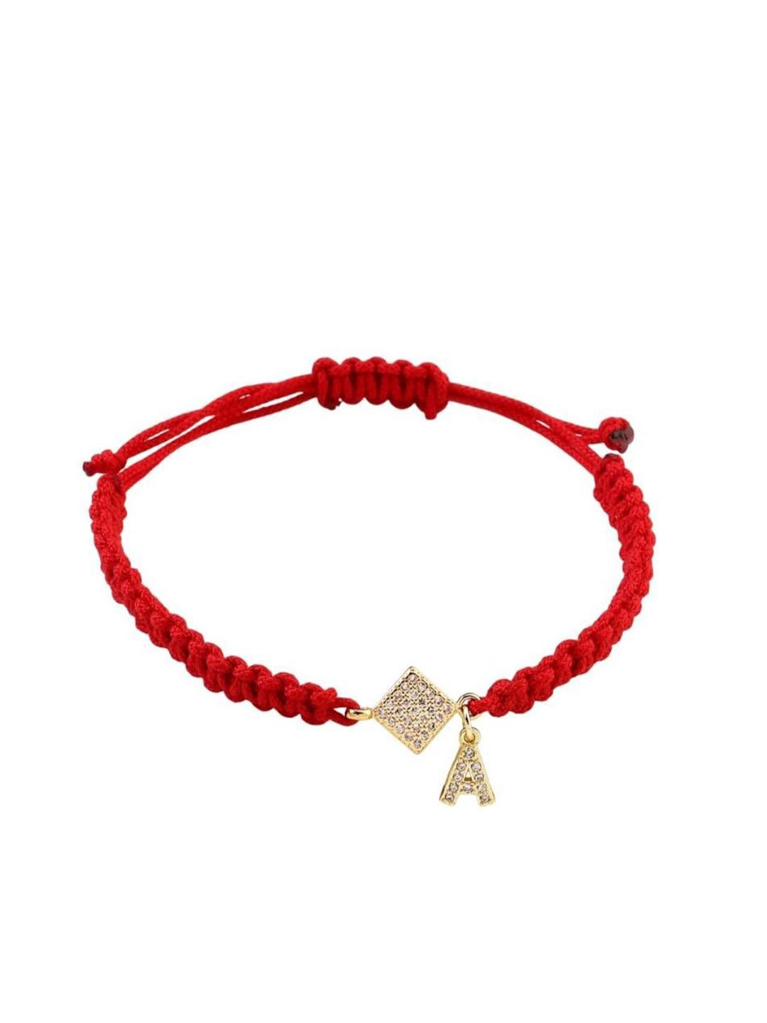 SALTY Women Stainless Steel Stone Studded Alphabet T Wraparound Thread Bracelet