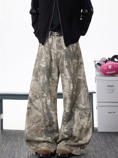 Men Wide Leg Mid-Rise Printed Jeans