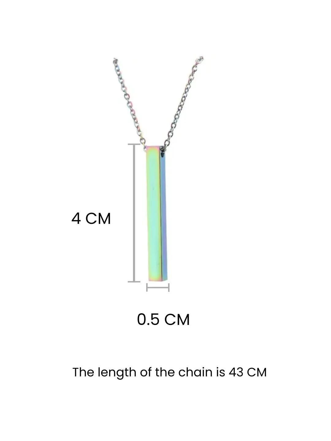 SALTY Men Stainless Steel Rectangle Bar Pendant With Chain