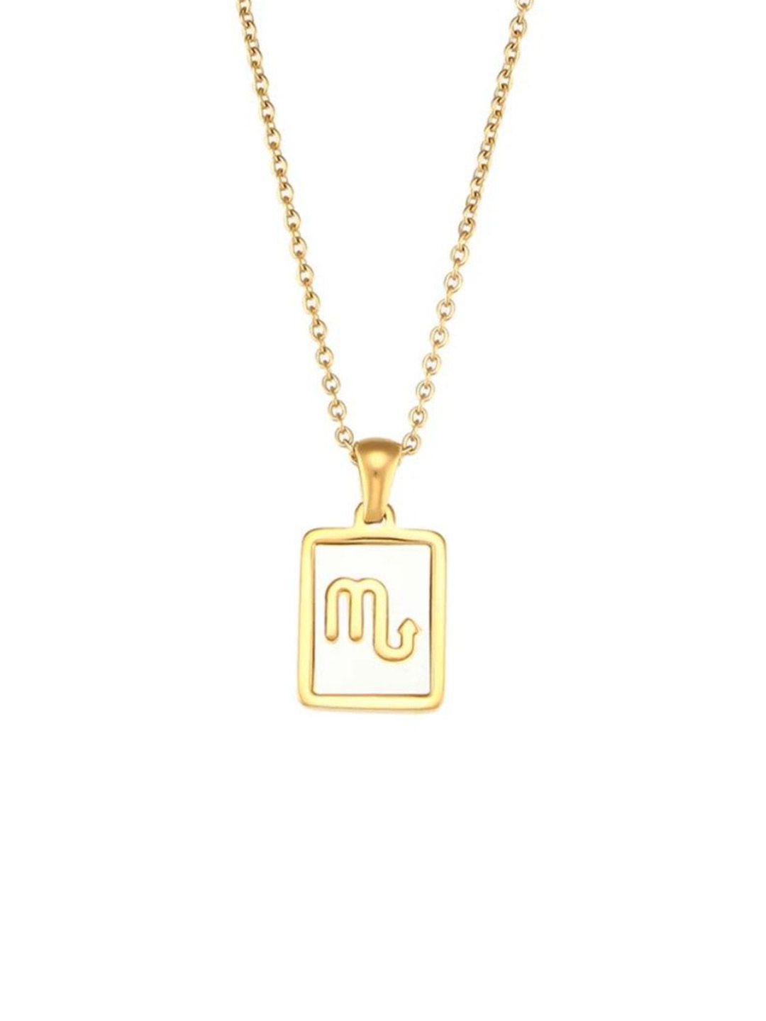 SALTY Gold & White Sign of the Stars Zodiac Scorpio Pendant With Chain