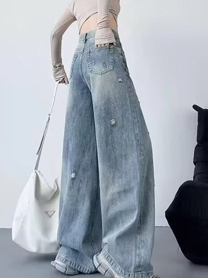 Women Wide Leg High-Rise Light Fade Jeans