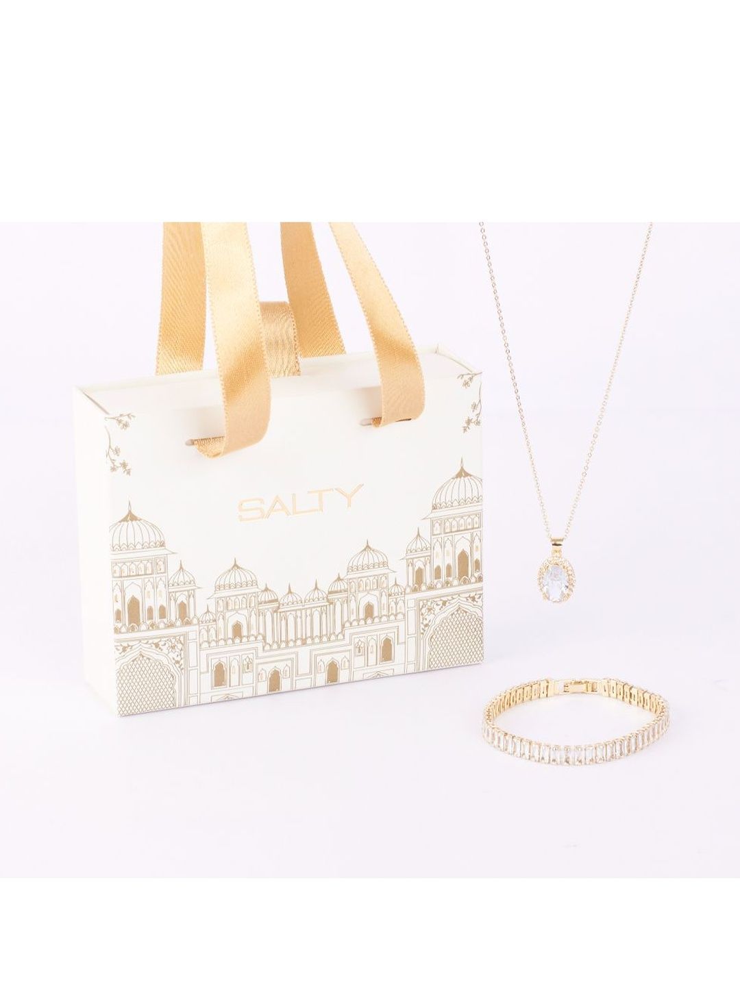 SALTY Twinkle Gem Necklace & Glimmer Diamond Tennis Bracelet Jewellery Set