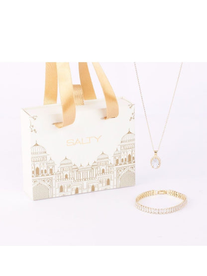 SALTY Twinkle Gem Necklace & Glimmer Diamond Tennis Bracelet Jewellery Set