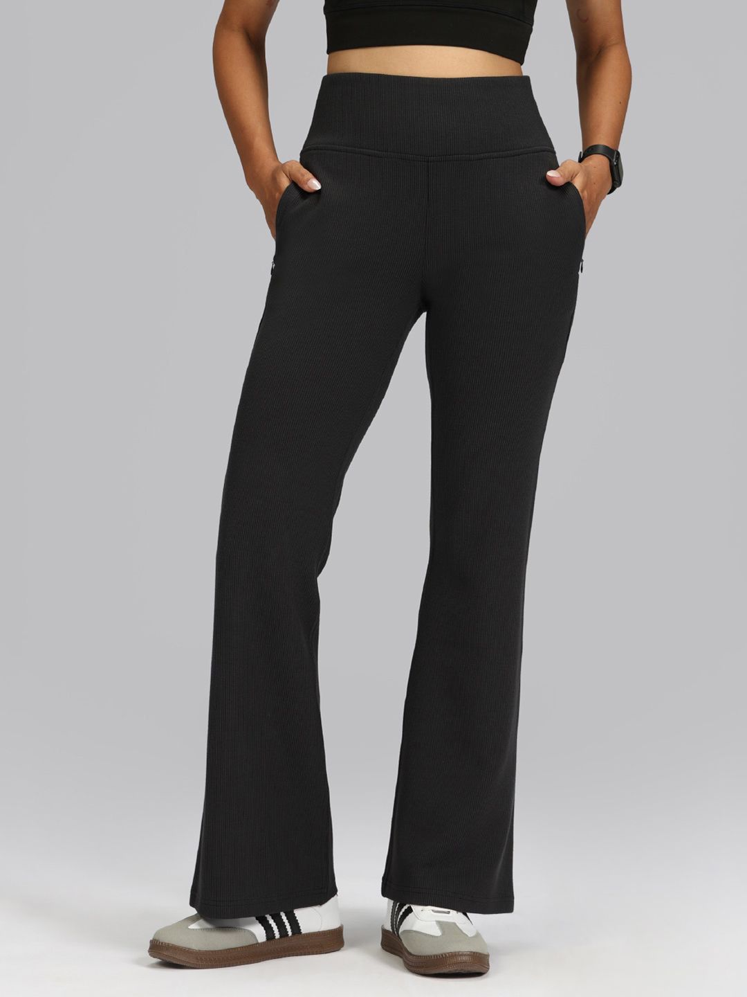 Women High-Rise RibSupreme Flare Regular Pants
