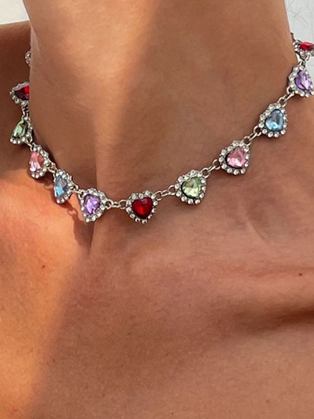 Silver-Plated Enamelled Necklace