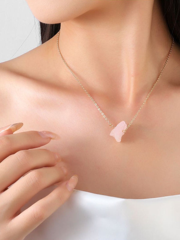 SALTY Stainless Steel Artificial Stones and Beads Necklace