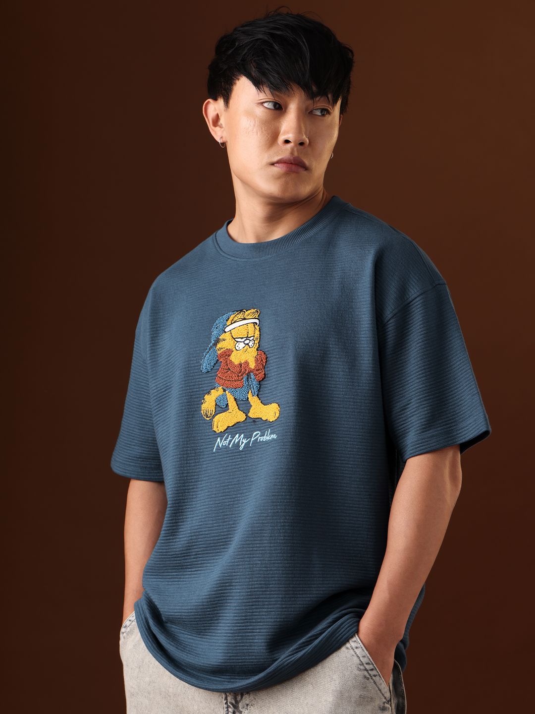 Men Oversized Ottoman Teal Tshirts