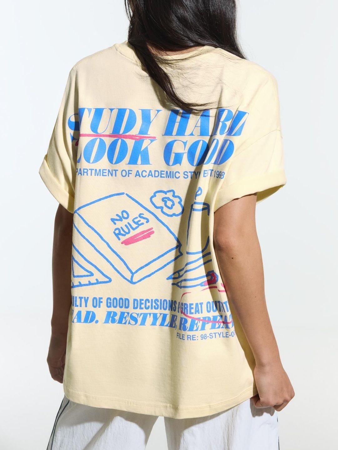 Typography Printed Oversized Fit Short Sleeve Cotton Tshirt
