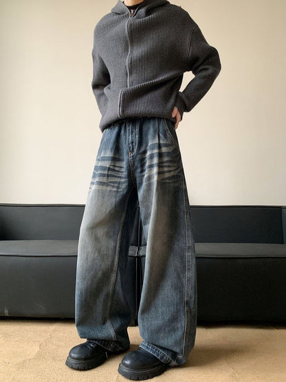 Men Wide Leg Mid-Rise Jeans