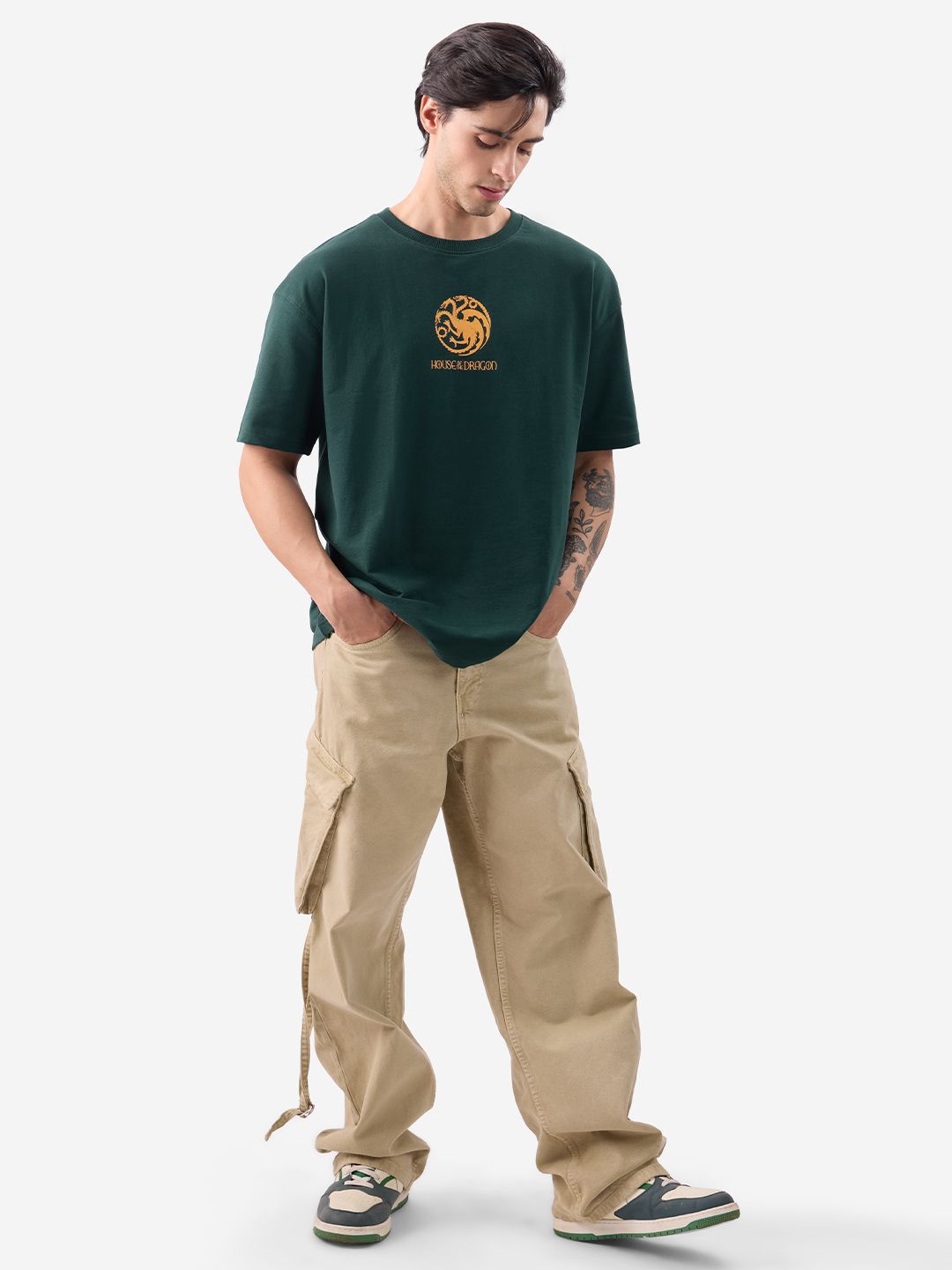 Men Oversized House Of Dragon Green Tshirts