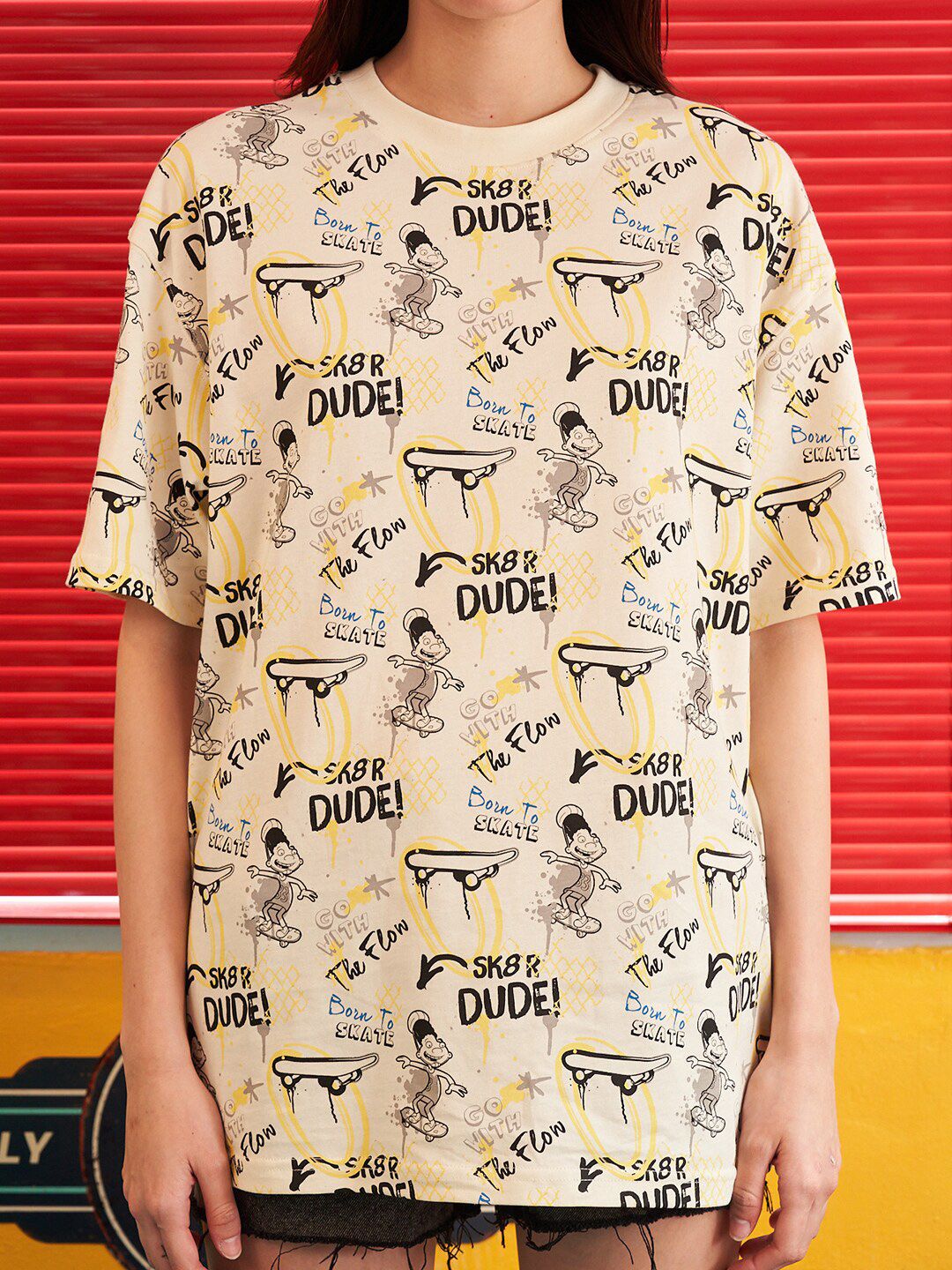 Humour Comic Printed Cotton Oversized T-Shirt
