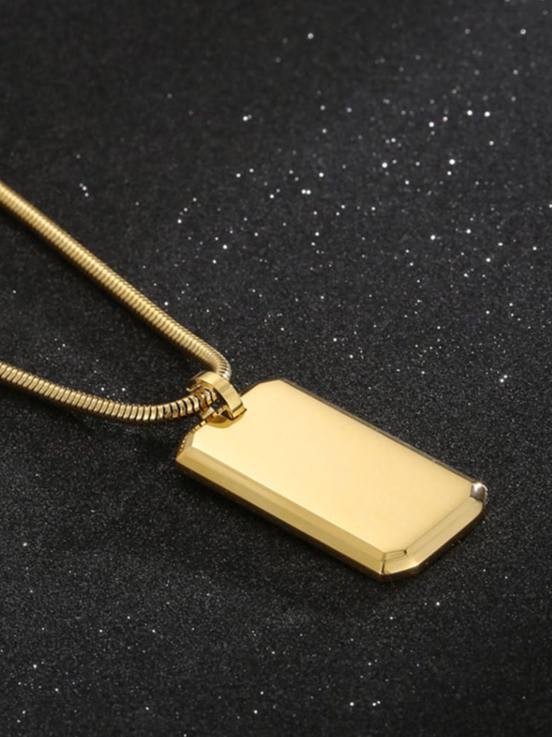 SALTY Men Stainless Steel Square Pendants with Chains