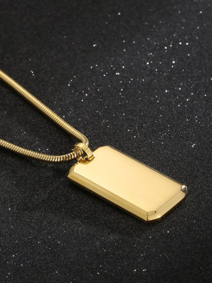 SALTY Men Stainless Steel Square Pendants with Chains