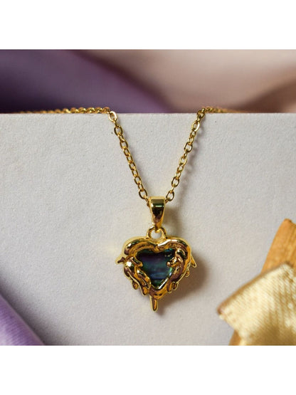 SALTY Stone-Studded Heart-Shaped Pendant With Chain