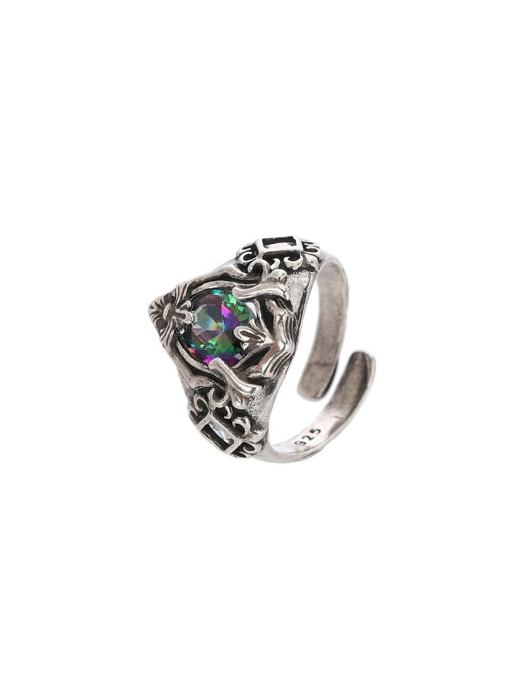 Men Sliver Plated Stone Studded Finger Ring