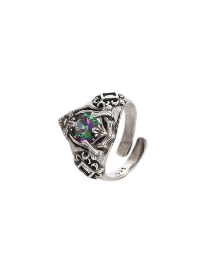Men Sliver Plated Stone Studded Finger Ring