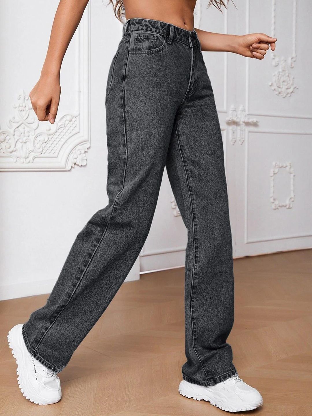 Women Jean Light Fade Wide Leg Stretchable Jeans