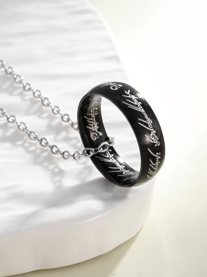 SALTY Men Stainless Steel Silver-Plated Circular Pendant with Chain