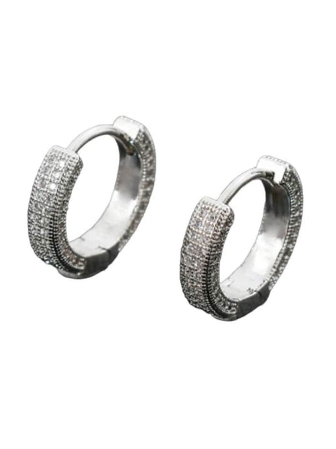 SALTY Men Silver-Plated Stainless Steel Circular Shaped Hoop Earrings
