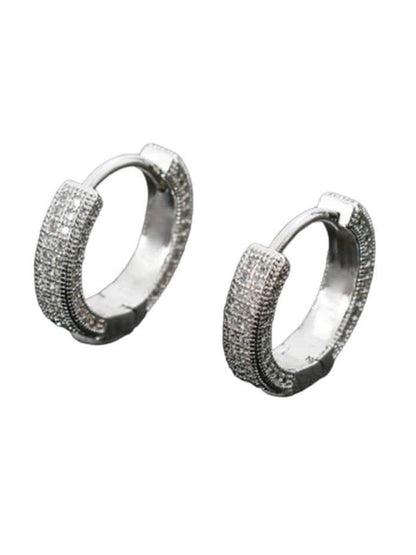 SALTY Men Silver-Plated Stainless Steel Circular Shaped Hoop Earrings