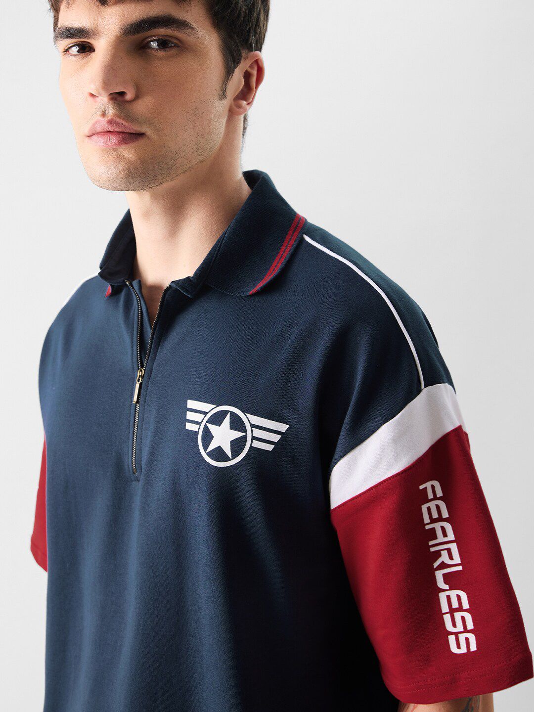 Men Oversized Captain America Navy Blue Tshirts