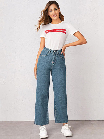 Women Straight Fit High-Rise Stretchable Cropped Jeans