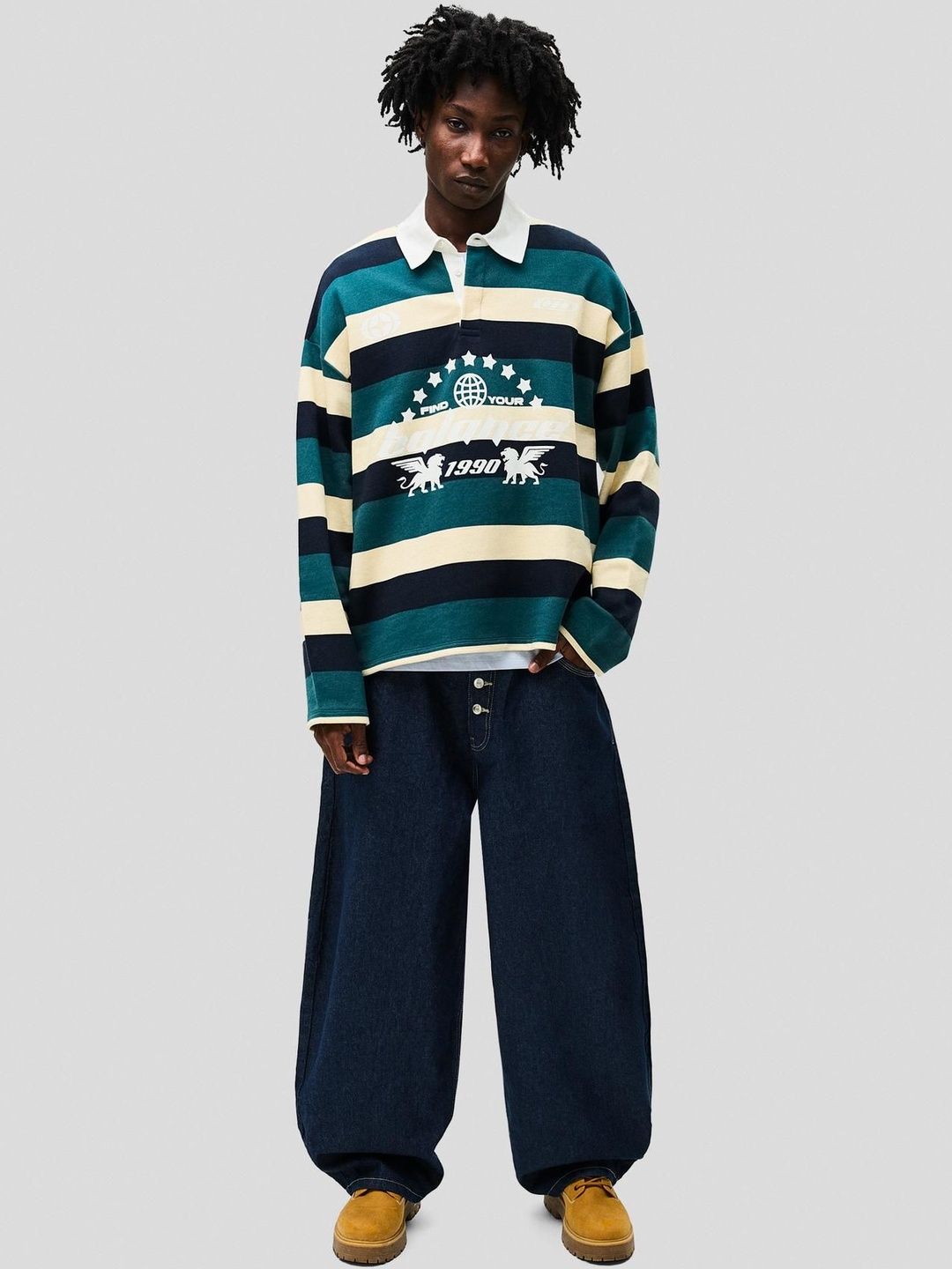 Printed plush polo shirt