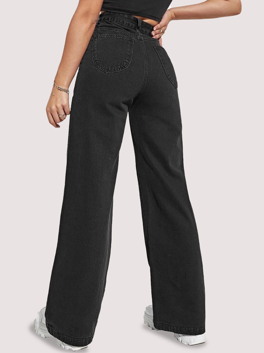 Women Cotton Straight Fit High-Rise Stretchable Jeans
