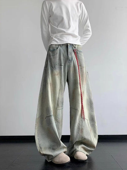 Men Wide Leg Mid-Rise Medium Fade Jeans