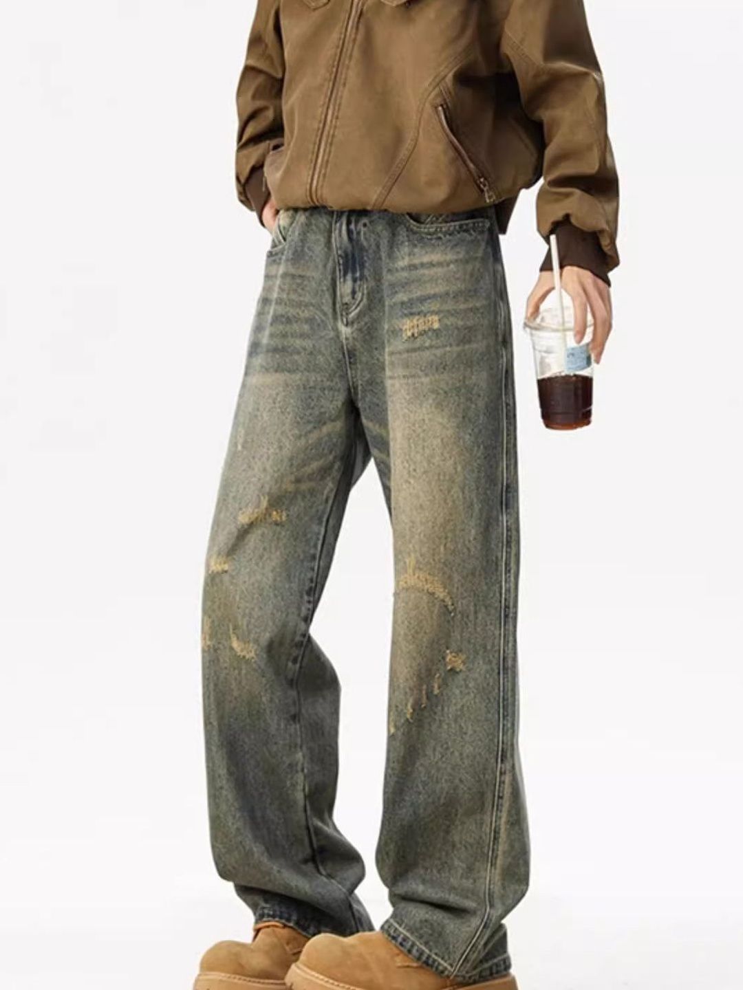 Men Baggy Fit Mid-Rise Dark Jeans