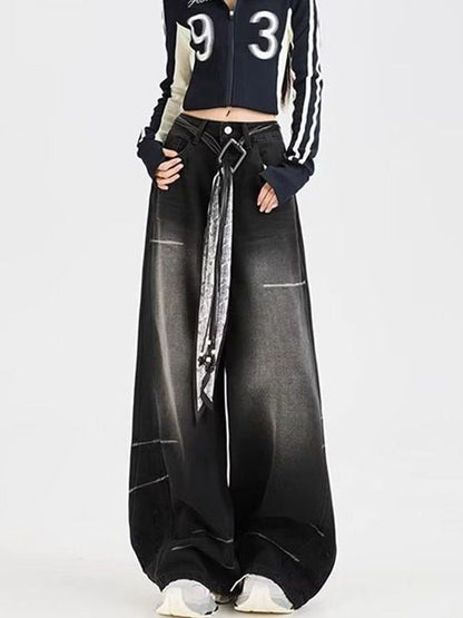 Women Wide Leg Mid-Rise Light Fade Jeans