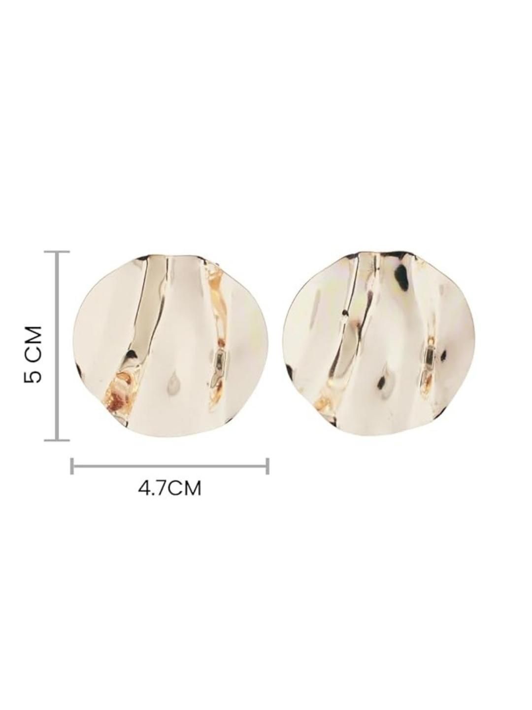 SALTY Stainless Steel Gold Plated Antique Circular Shaped Studs Earrings