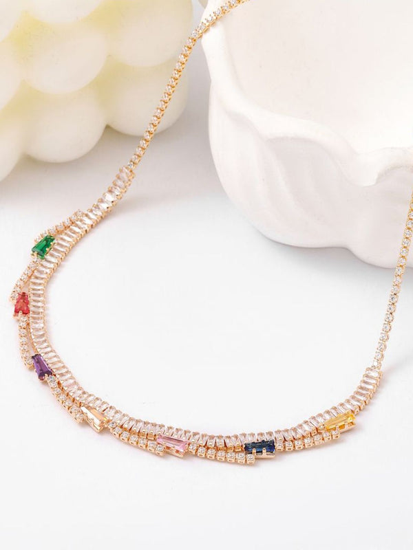 SALTY Stainless Steel Artificial Stones Necklace