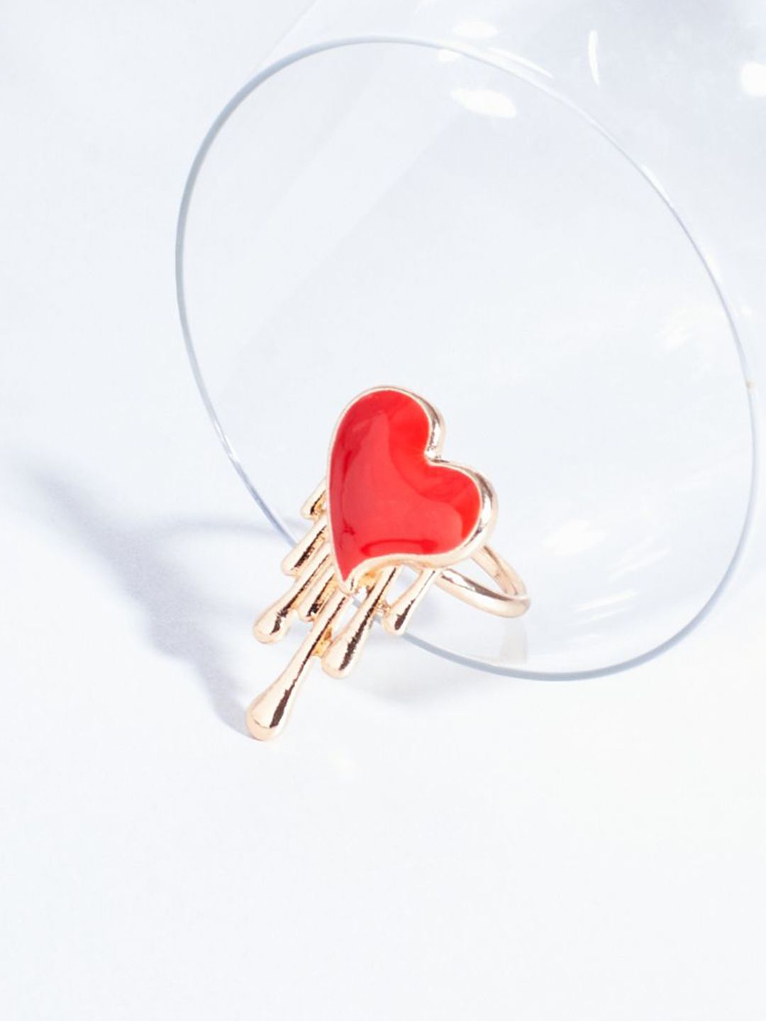 SALTY Burning Red Heart Ring For Women & Girls