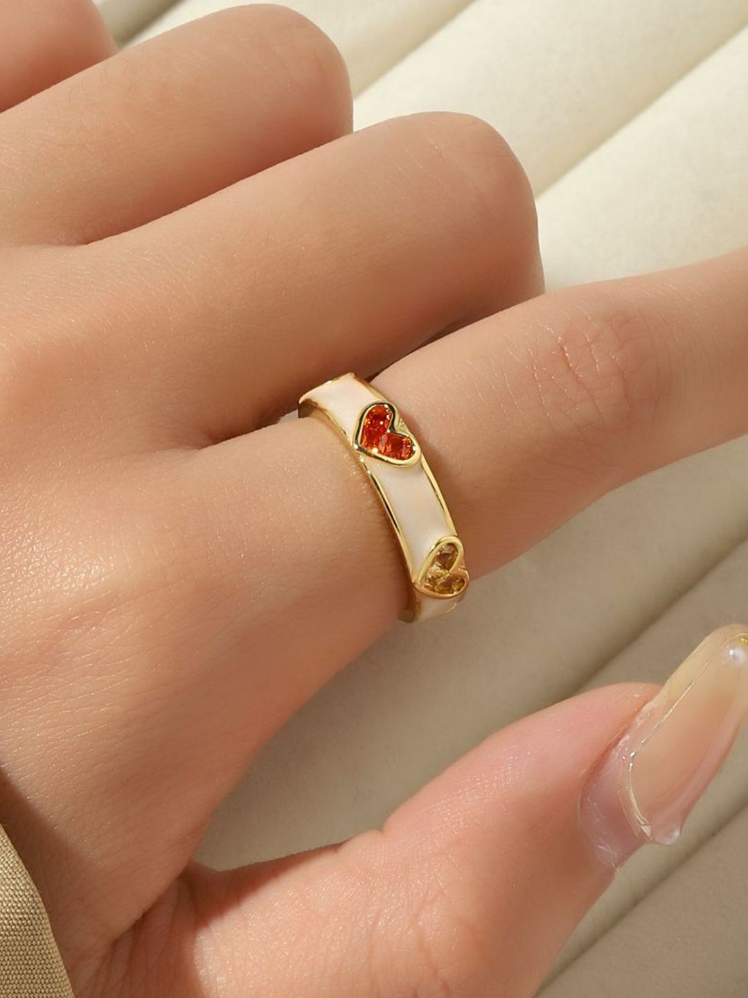 SALTY 14KT Gold Plated Stone Studded Finger Ring