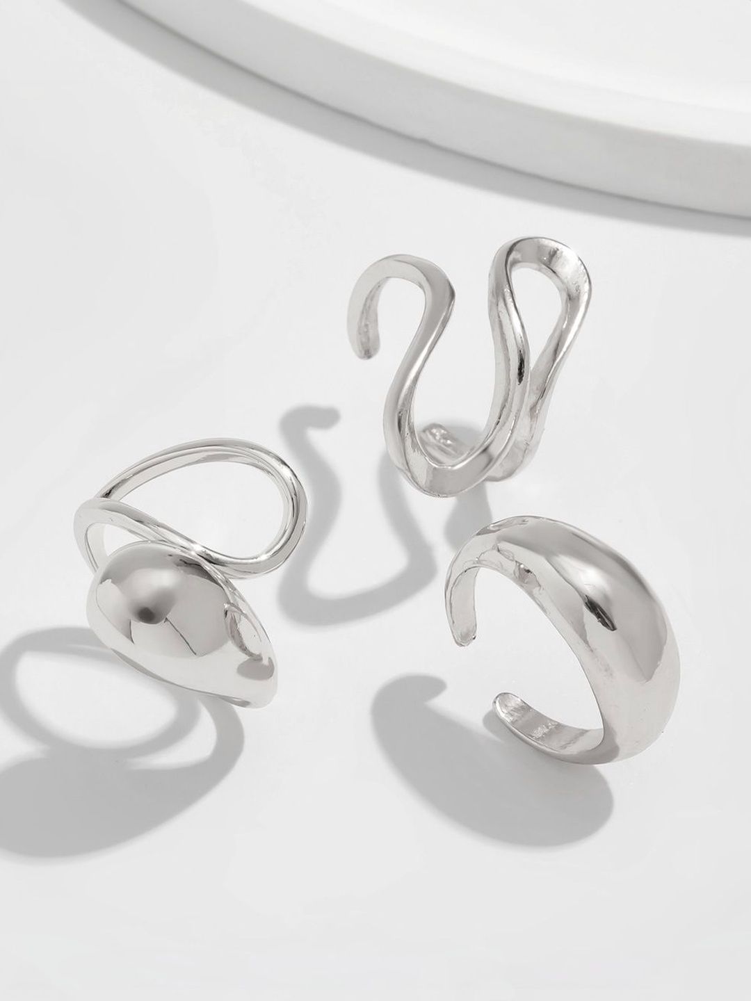Set of 3 Silver-Plated Finger Ring