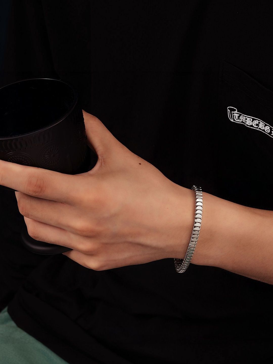 Men Handcrafted Silver-Plated Link Bracelet
