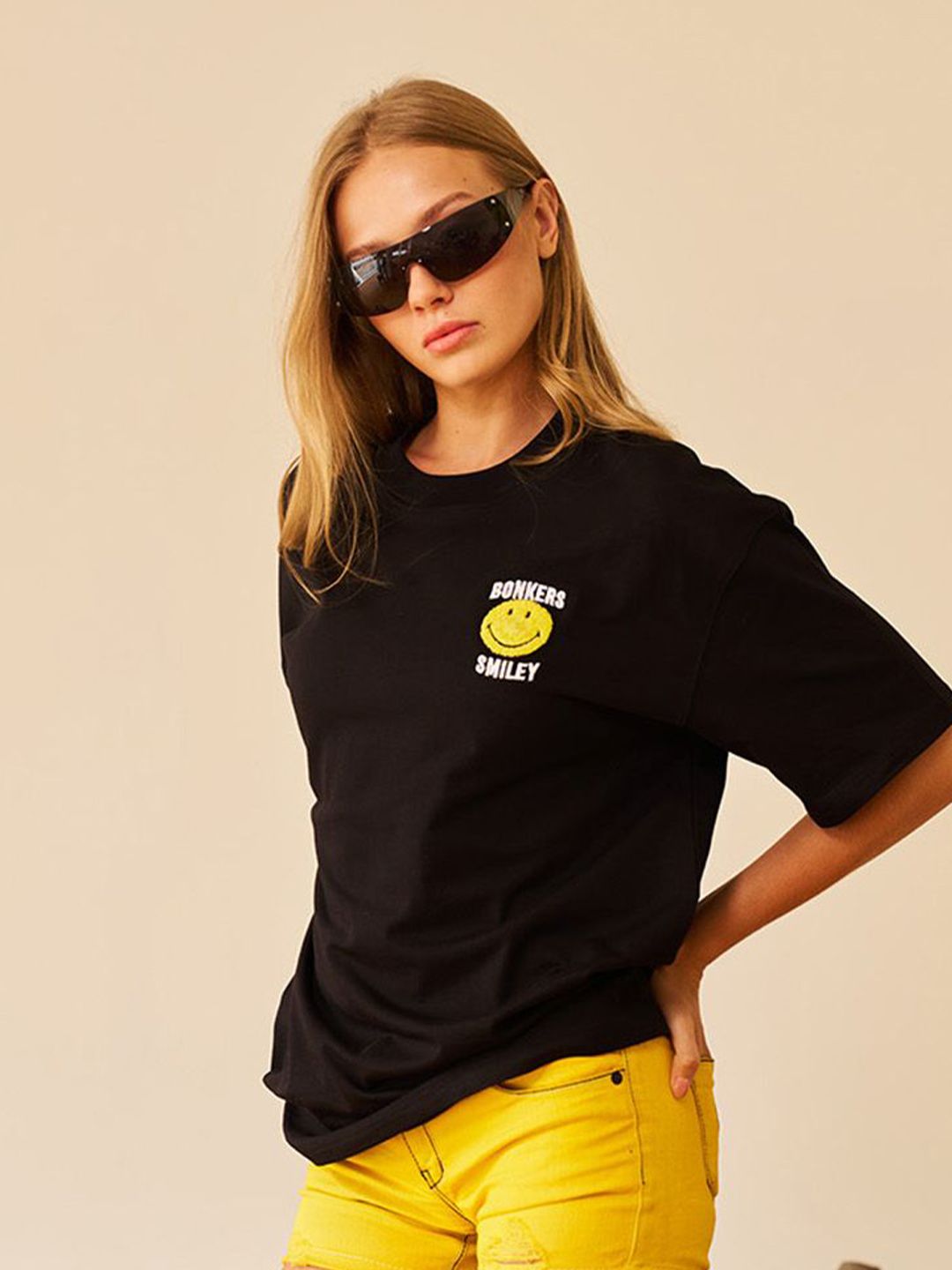 Women Graphic Printed Round Neck Cotton Oversized T-shirt