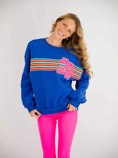 Letter Print Pullover Sweatshirt with Embroidered Detail
