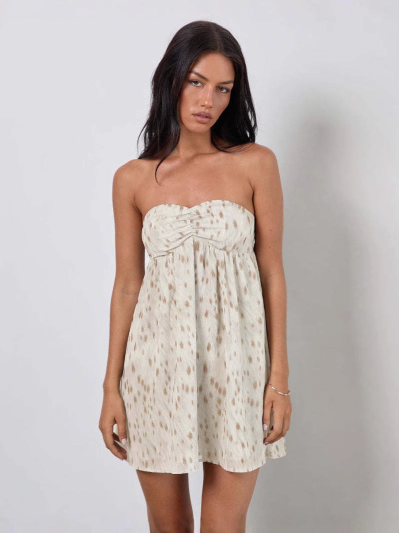 Leopard Print Strapless Mini Dress with Matching Scarf