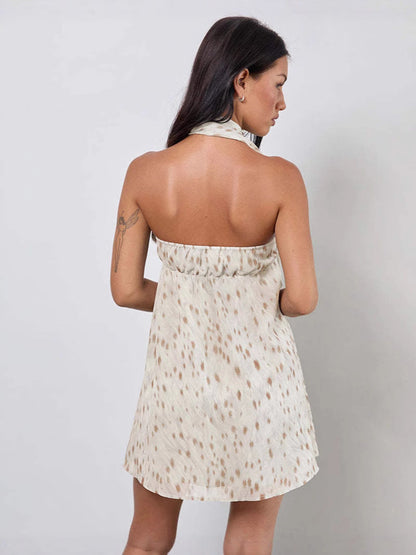 Leopard Print Strapless Mini Dress with Matching Scarf