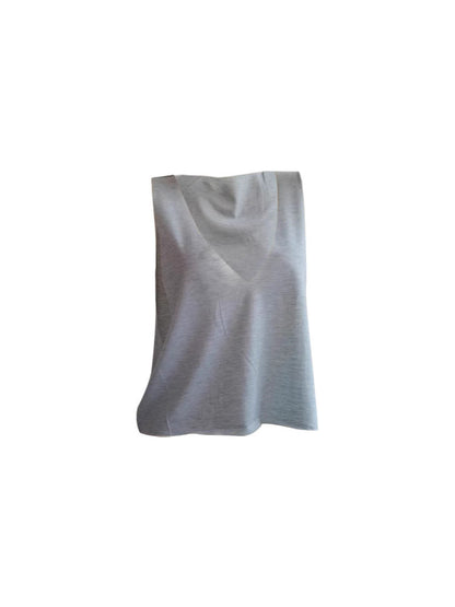 Loose Fit Tank Top with Deep U-Neck and Irregular Hem