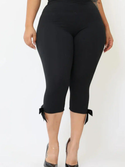 Leopard Print High-Waist Cropped Leggings with Bow Detail