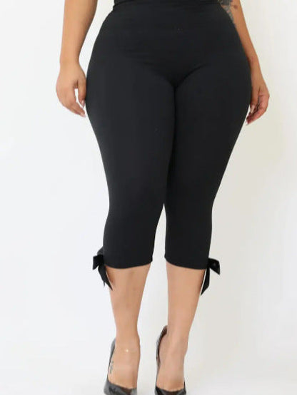 Leopard Print High-Waist Cropped Leggings with Bow Detail