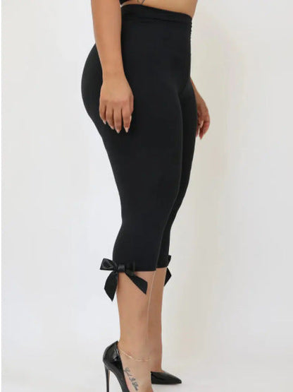 Leopard Print High-Waist Cropped Leggings with Bow Detail