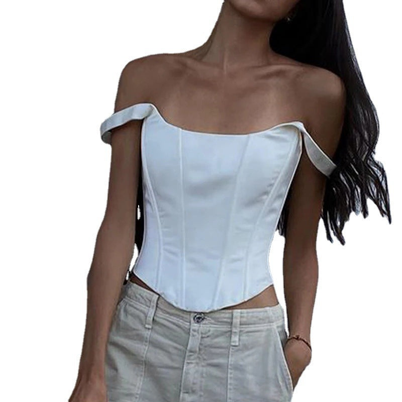 Slim Fit Corset Top with Off-the-Shoulder Straps