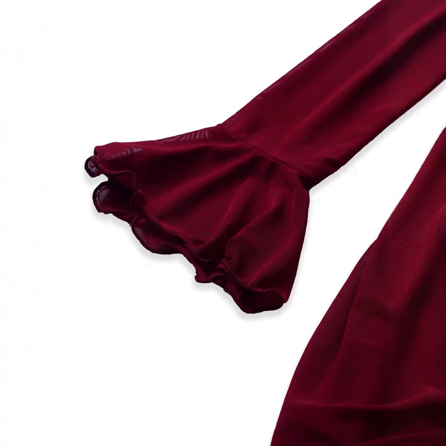 Ruched Fishtail Maxi Dress with Square Neck and Flared Sleeves